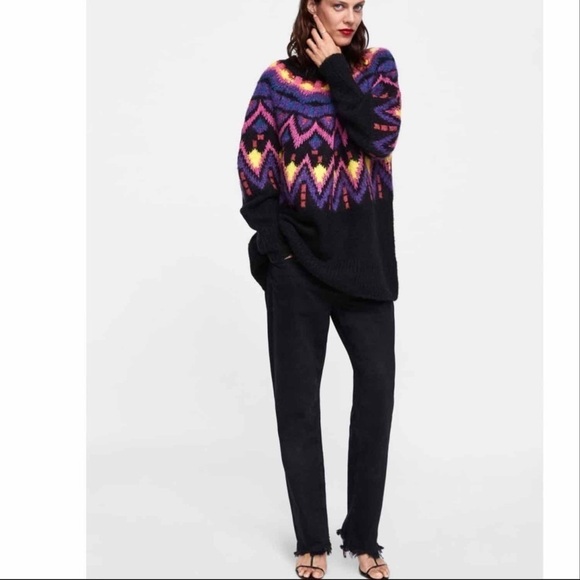 Zara Knit Wool blend oversized long sleeve sweater - Picture 3 of 10